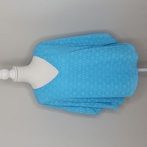 JM Collection Island Breeze V Neck Blouse Seafoam Blue